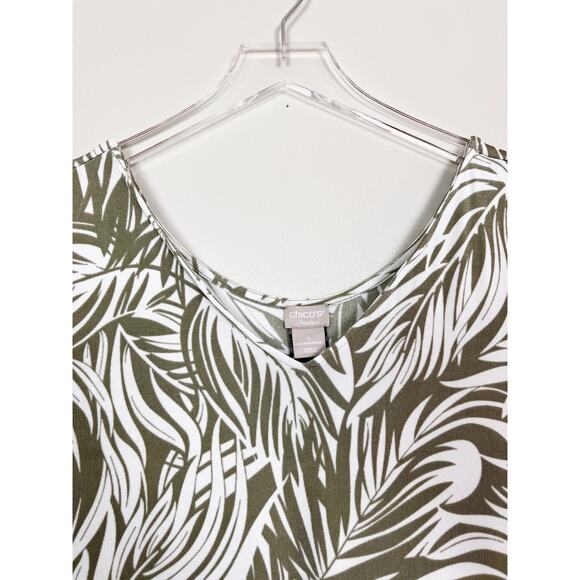 NWT Chicos Travelers Set Green Leaf Print White Printed Set Size 2X XXL 4 - Picture 6 of 12